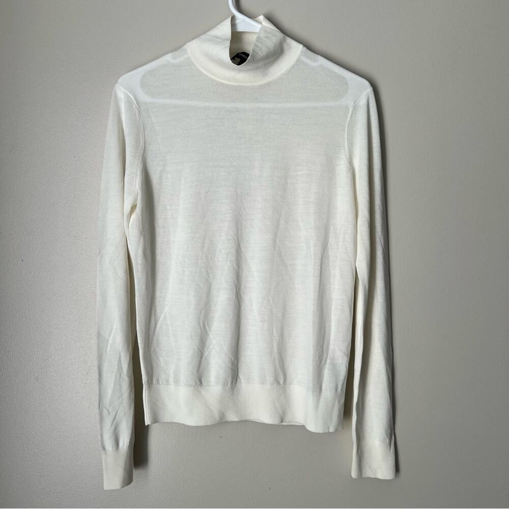 Theory Women’s Turtleneck Ivory Wool Blend Long Sleeve Sweater Size Medium